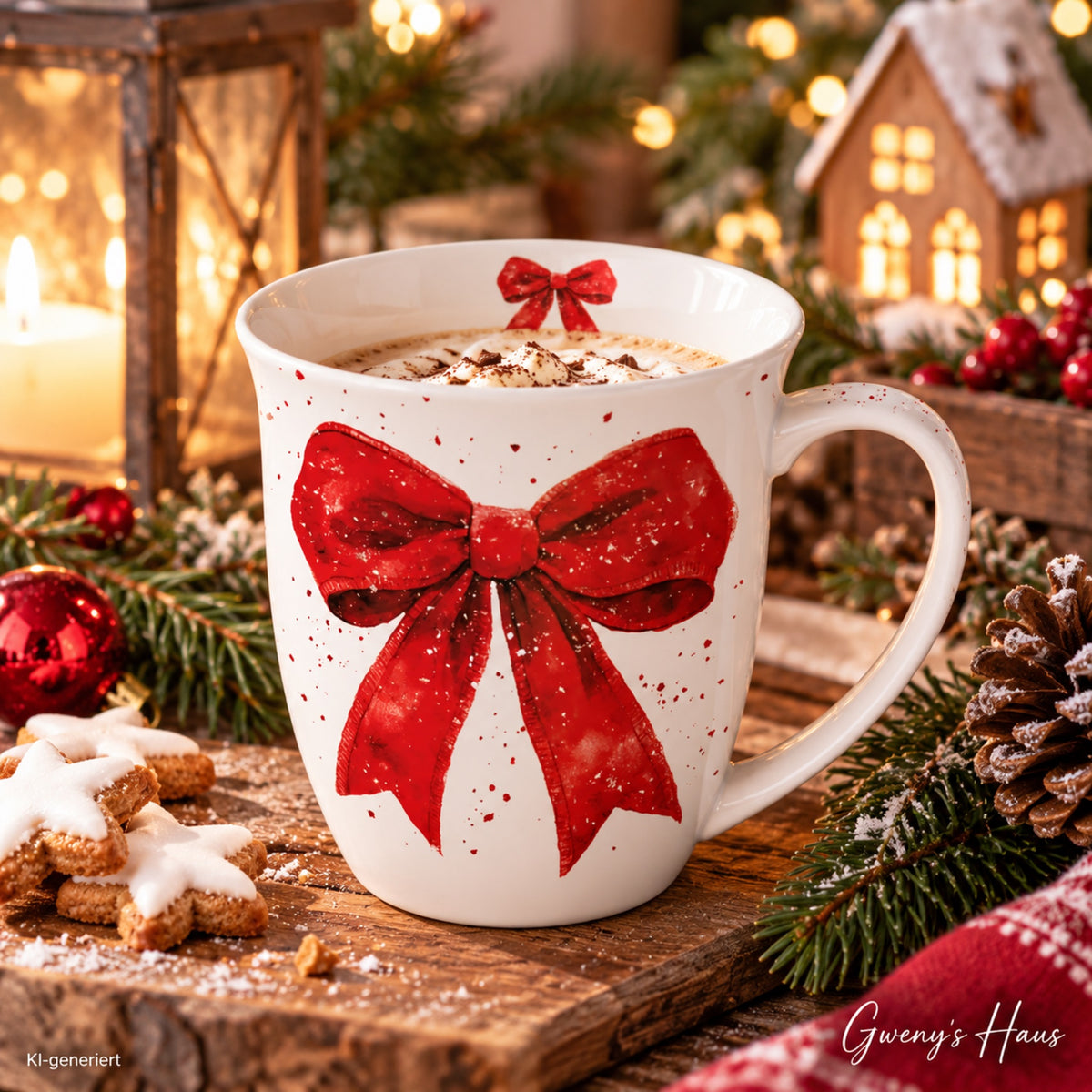 Porzellan Tasse Rote Schleife 0,4 L