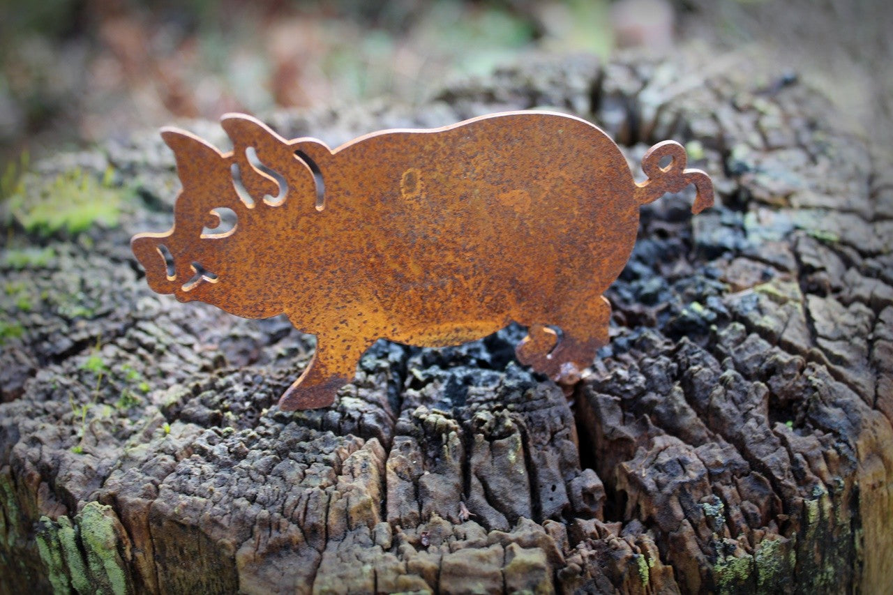 Gartenstecker Schwein Edelrost