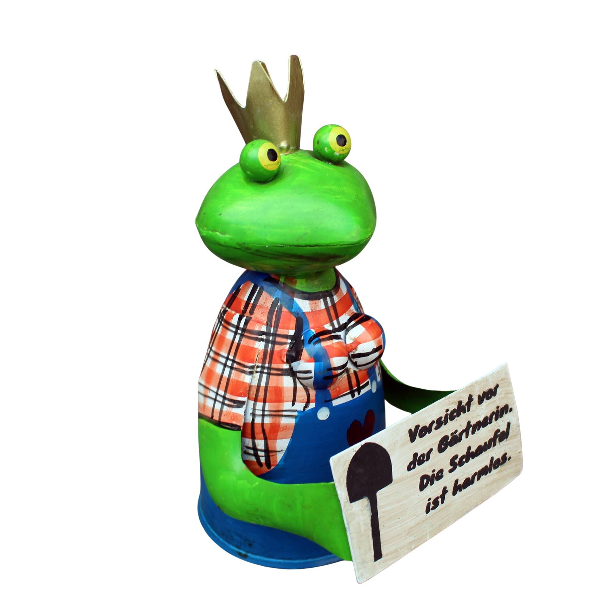 Zaunhocker Frosch Gärtnerin Metall handbemalt Figur 21,5 cm