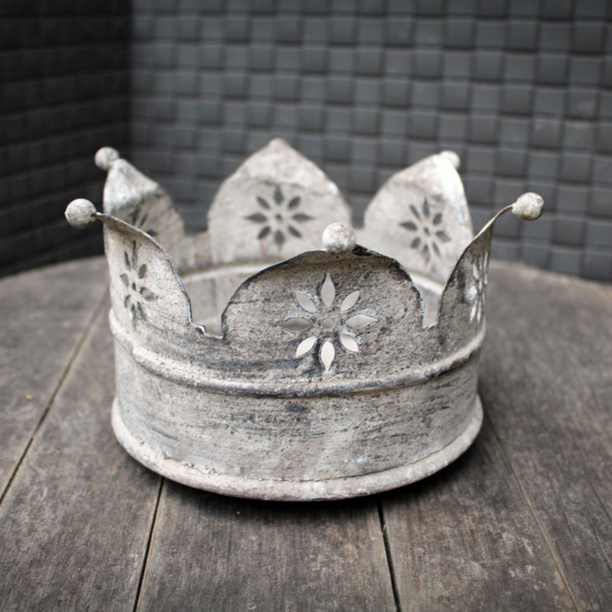 Krone Kerzenhalter Metall Shabby Chic 18cm