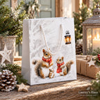 Geschenktasche Weihnachten Eichhörnchen Familie 22 cm