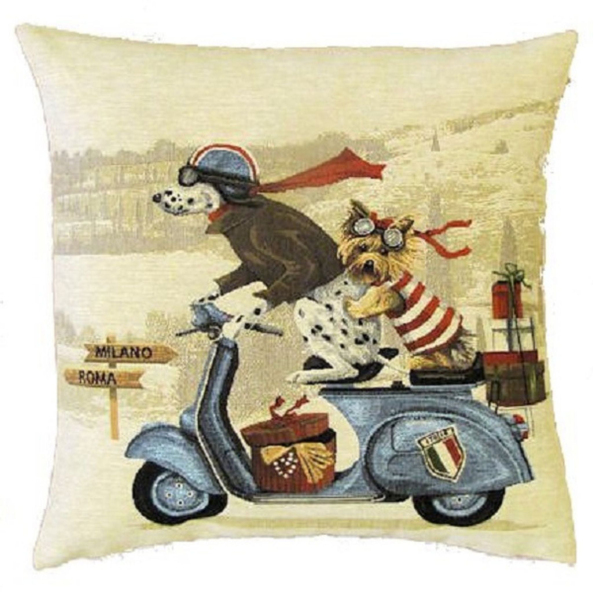 Gobelin Kissen Roller Hunde blau incl Füllung 45x45cm