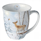 Porzellan Tasse Reh mit Rotkehlchen Landhausstil 0,4 L