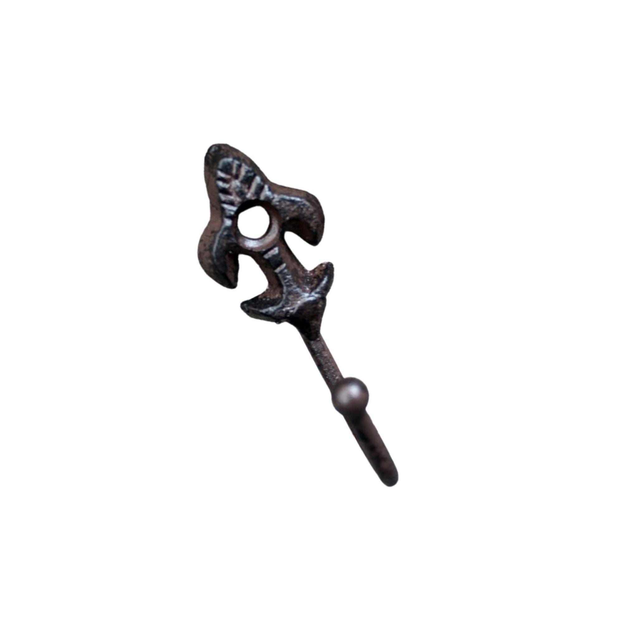 Mini-Wandhaken „Französische Lilie“ – Gusseisen, antikbraun