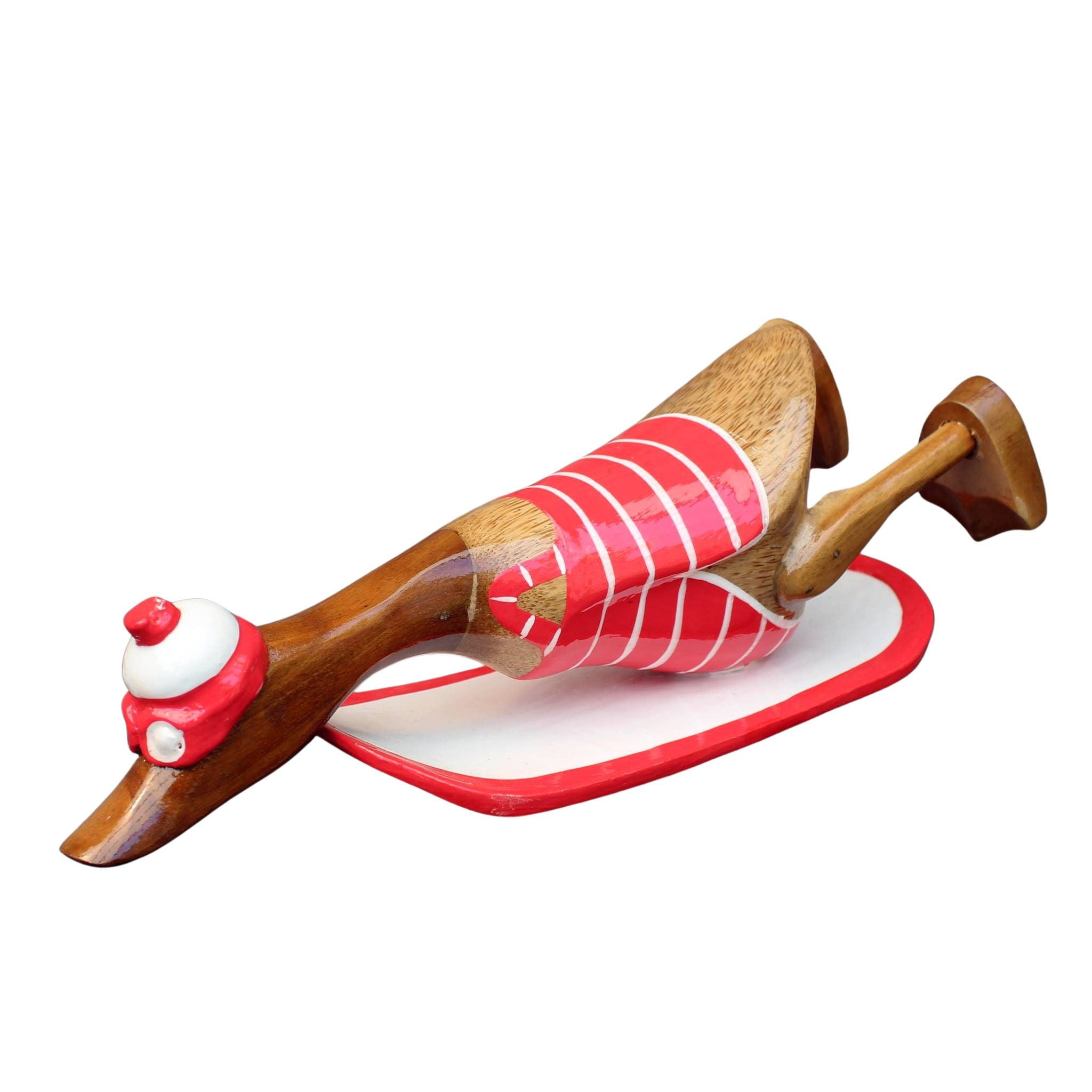 Dekofigur Surfer Ente mit Surfbrett Bambus 27cm