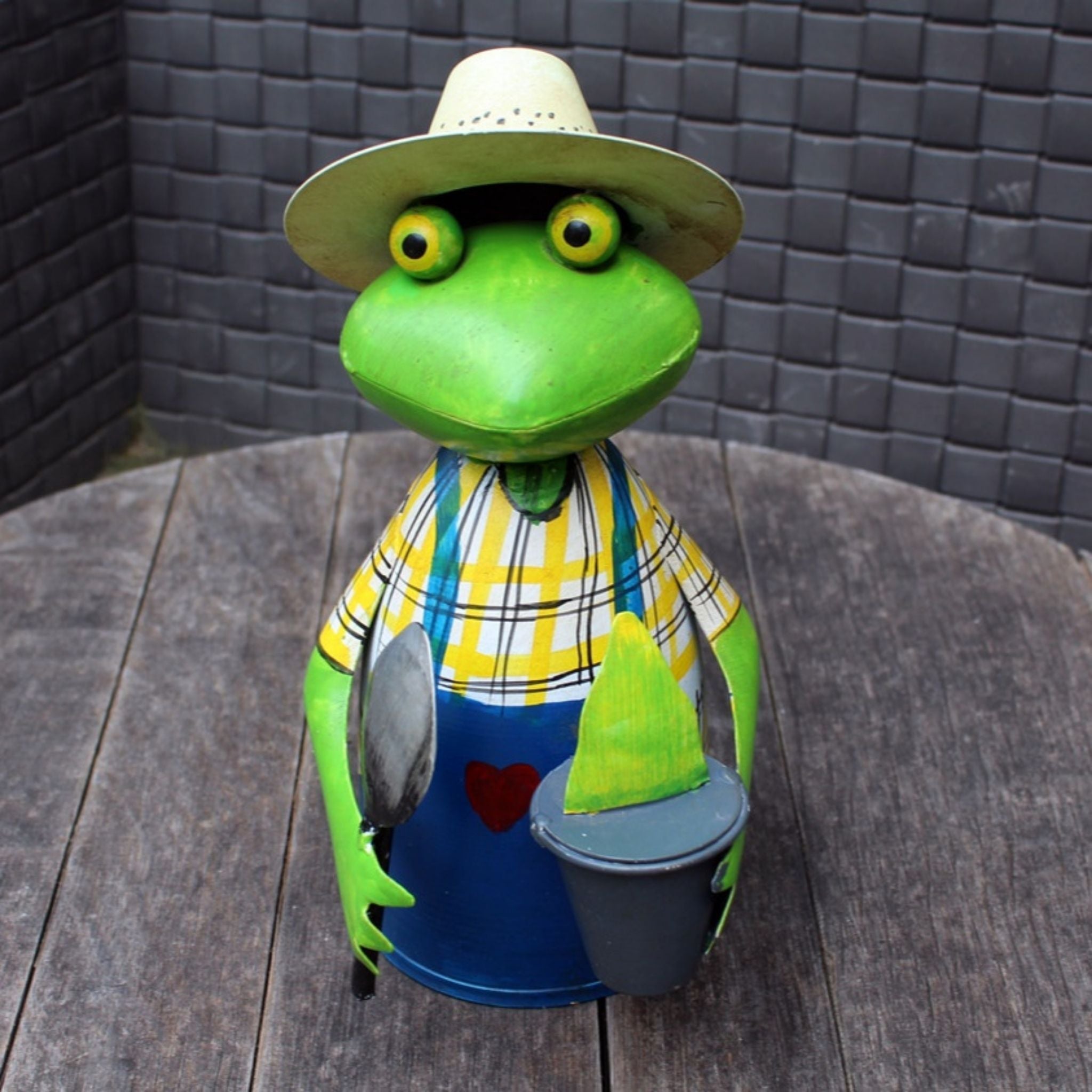 Zaunhocker Gärtner Frosch Pflanze H23cm Landhausstil