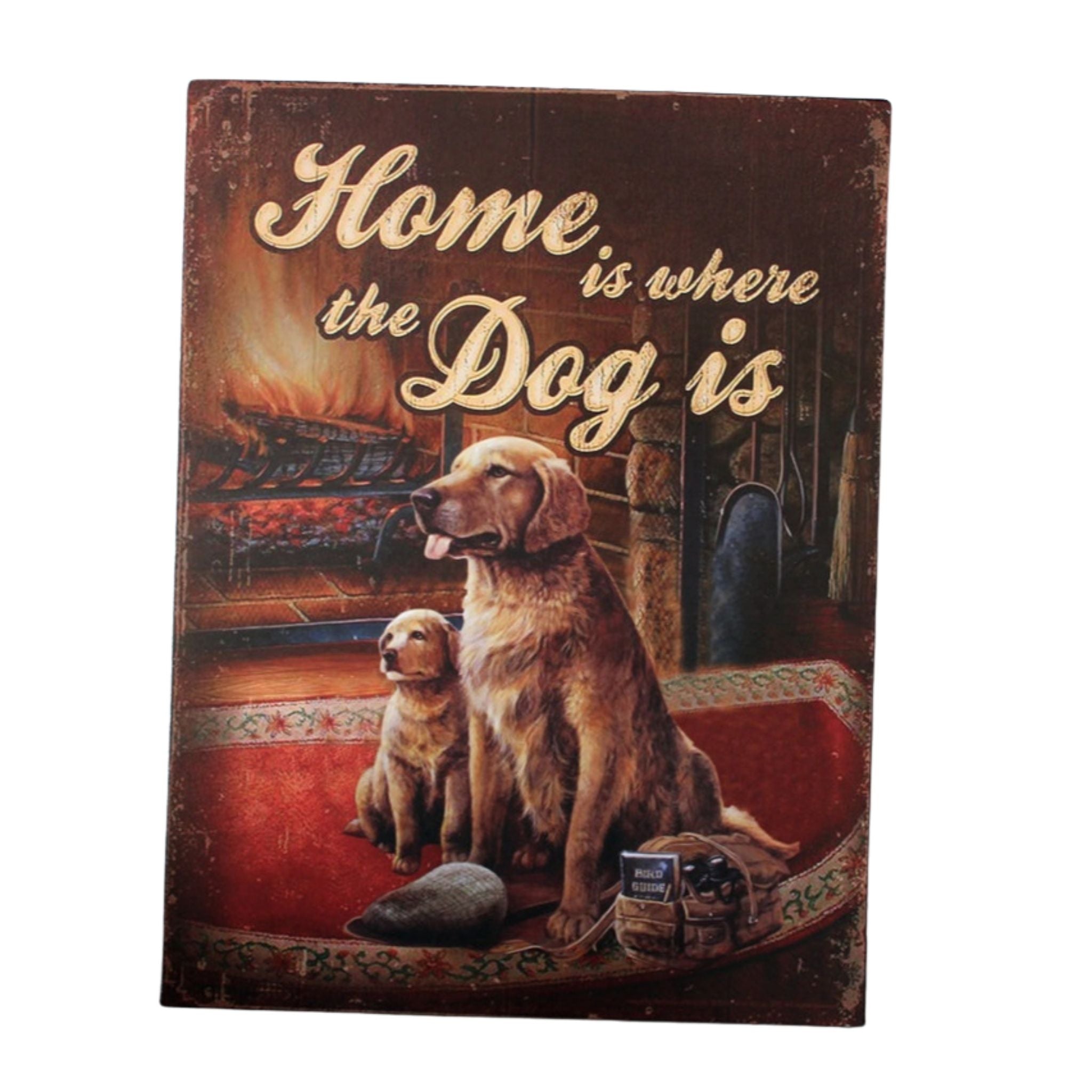 Dekoschild Home is where the dog is Hunde 33x25cm