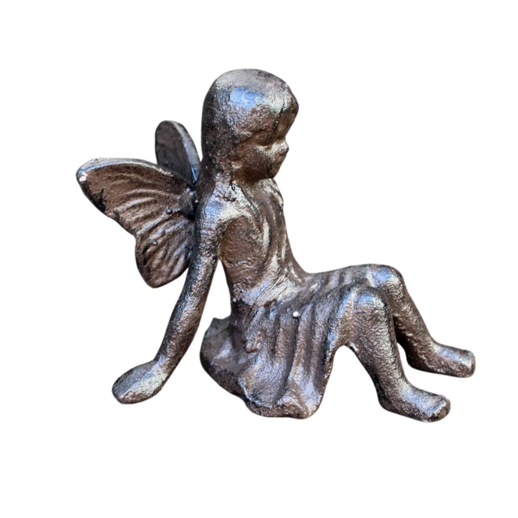 Gartenfigur Engel sitzend Gusseisen