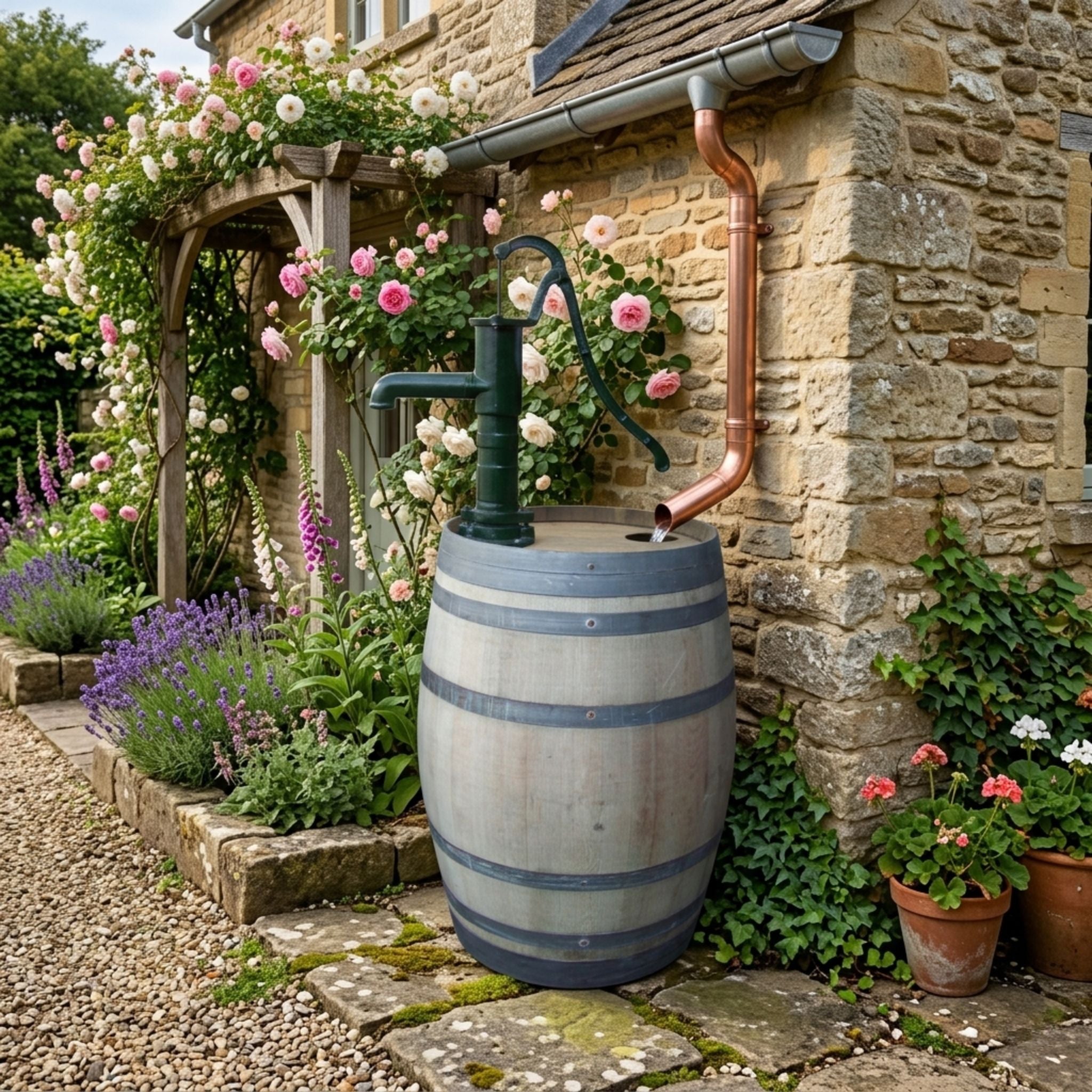 Weinfass natur 225 ltr mit Schwengelpumpe