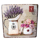 Shabby Blechschild Blumen Kannen Rosen Lavendel 30x30cm