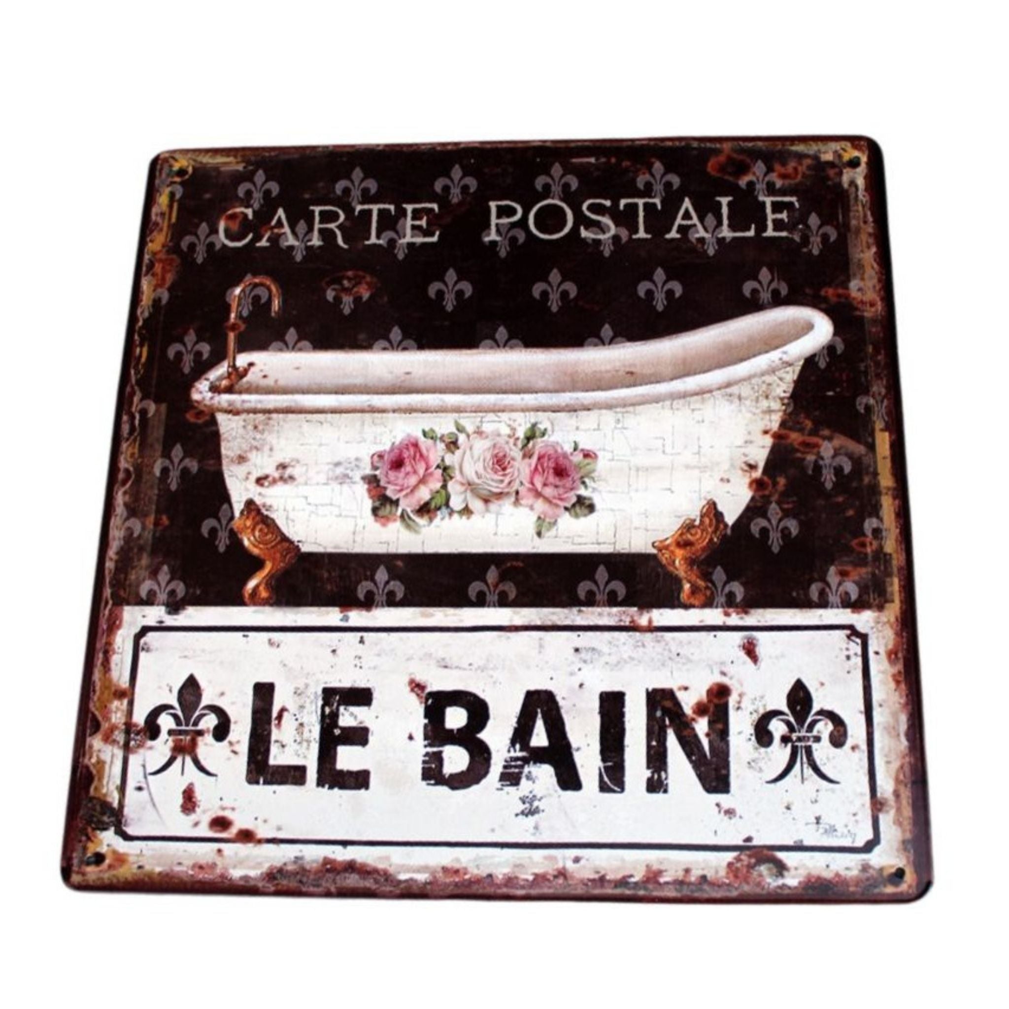 Shabby Blechschild Badewanne Antikstil Bad Retro Le Bain