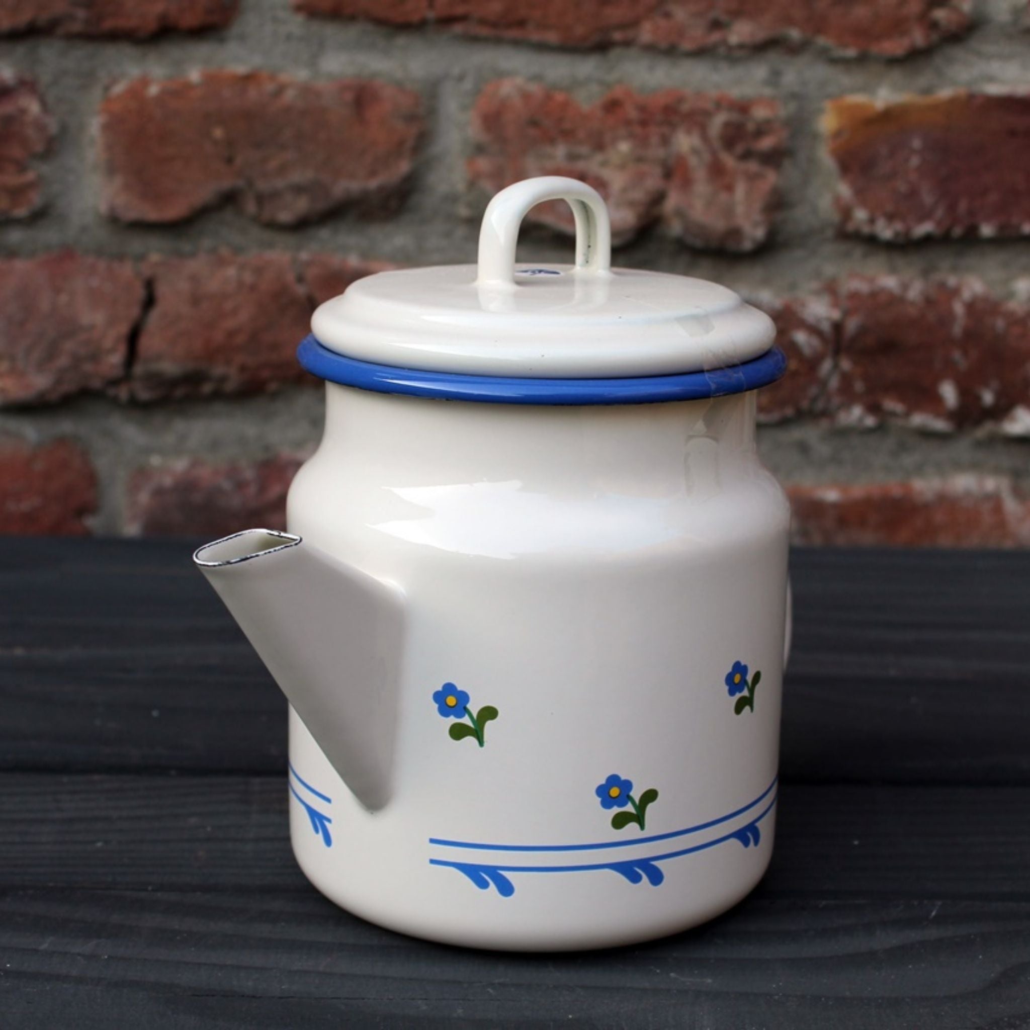 Emaille Teekanne Blümchen im Landhausstil 1,0L