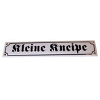 Emaille Schild Kleine Kneipe Weiß Schwarz 40x8cm