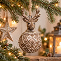 Weihnachtskugel Hirsch mit Geweih Landhaus 14 cm