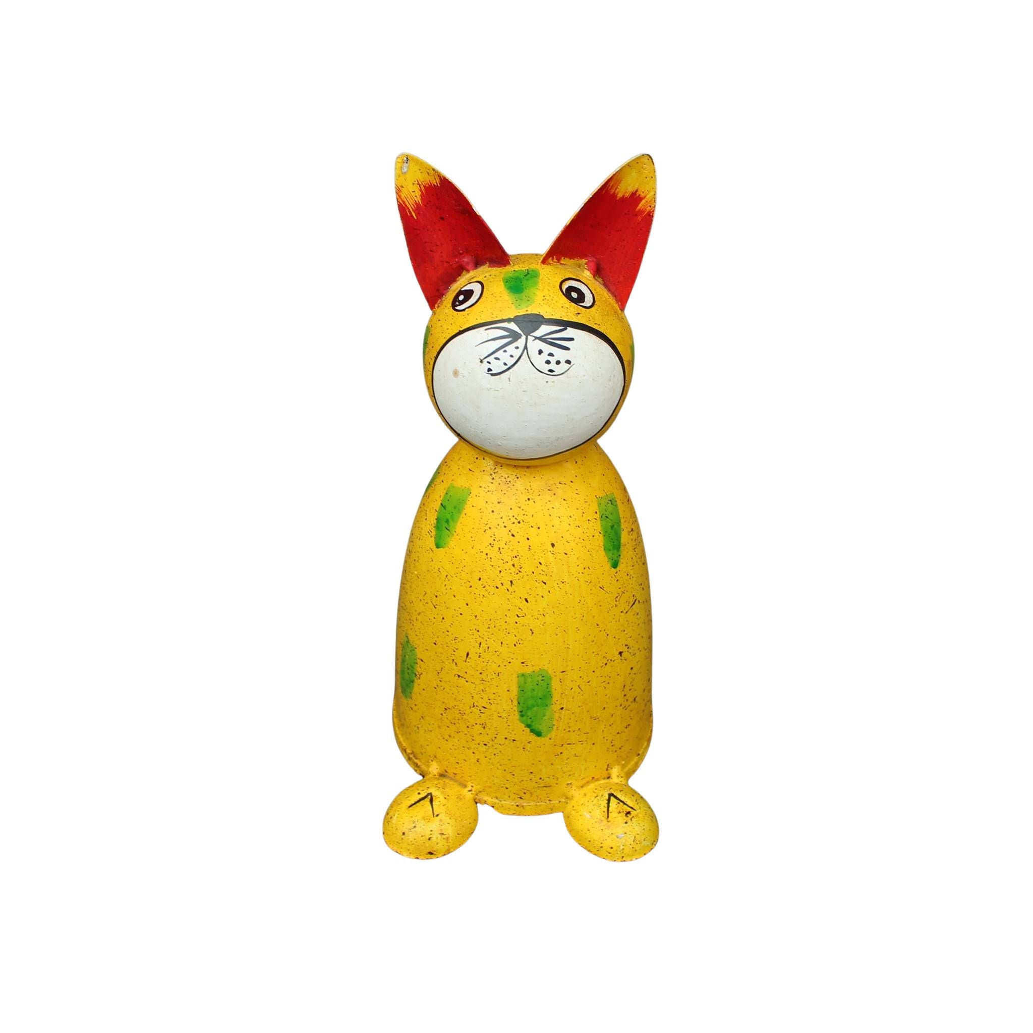 Zaunhocker Gartenfigur Katze gelb Landhausstil 21,5 cm