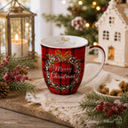 Porzellan Tasse Weihnachts Plaid rot 0,4 L