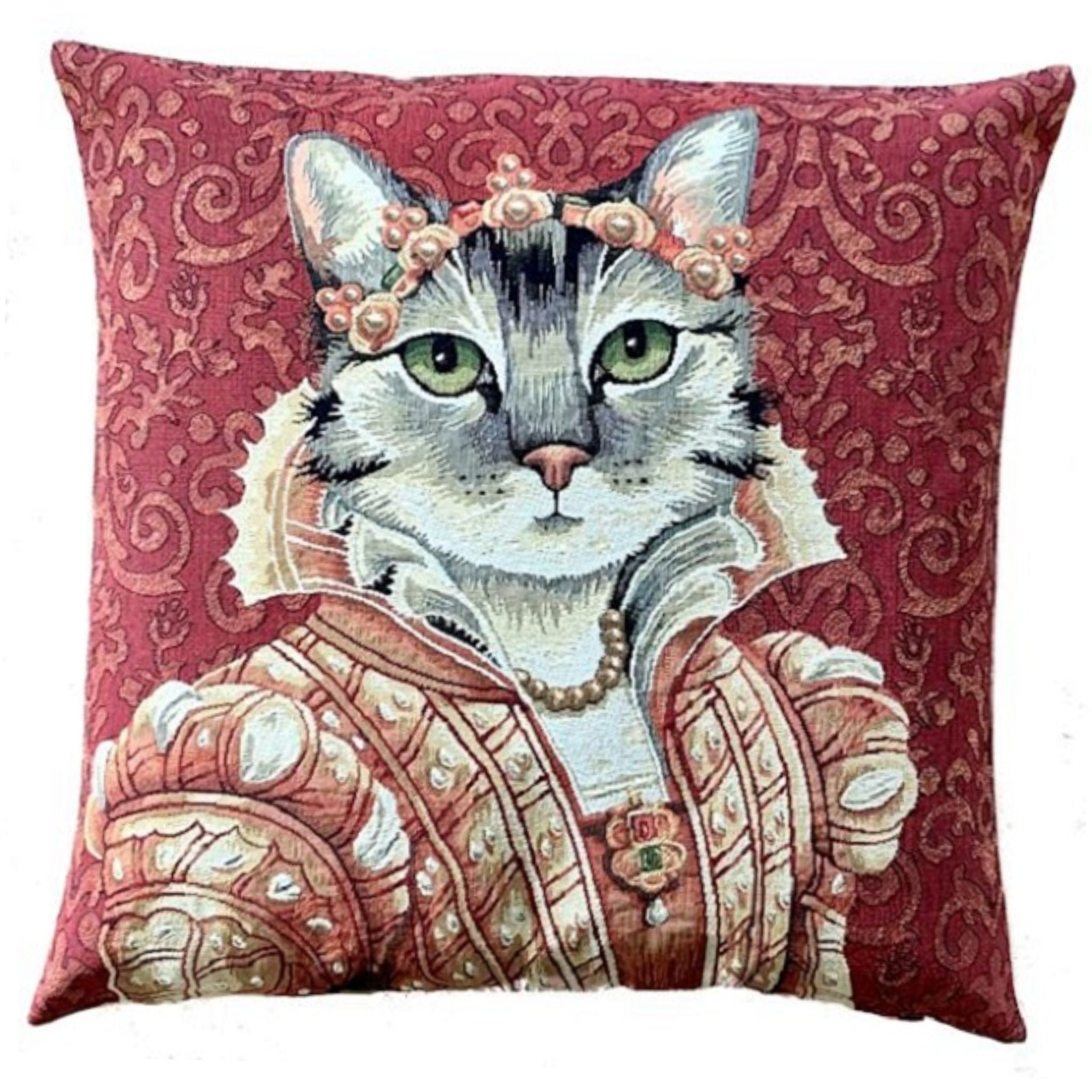 Gobelin Kissen Herzogin Katze Zierkissen 45x45cm