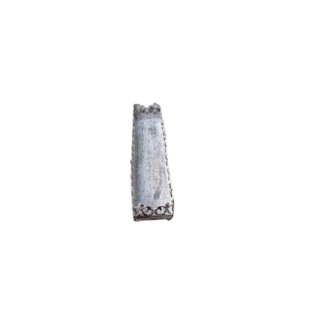 Dekotablett Metall Antikgrau Vintage L 35 cm