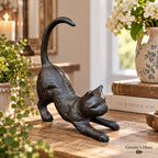Spielende Katze Dekofigur Gusseisen antikbraun H17cm