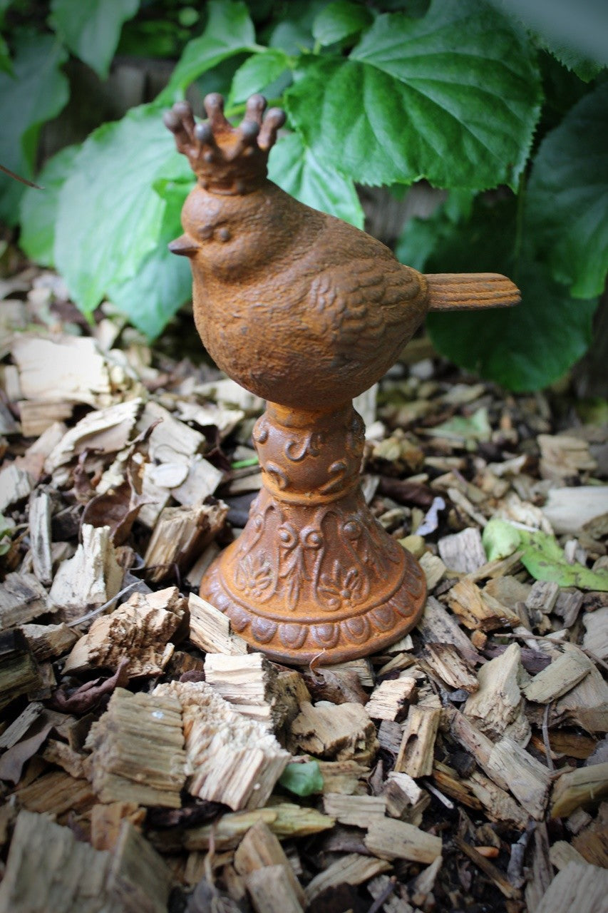 Gartenfigur Edelrost Zaunkönig