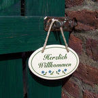 Emailleschild Herzlich willkommen