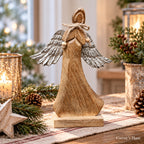 Engelfigur Holz auf Sockel Weihnachtsfigur H26cm