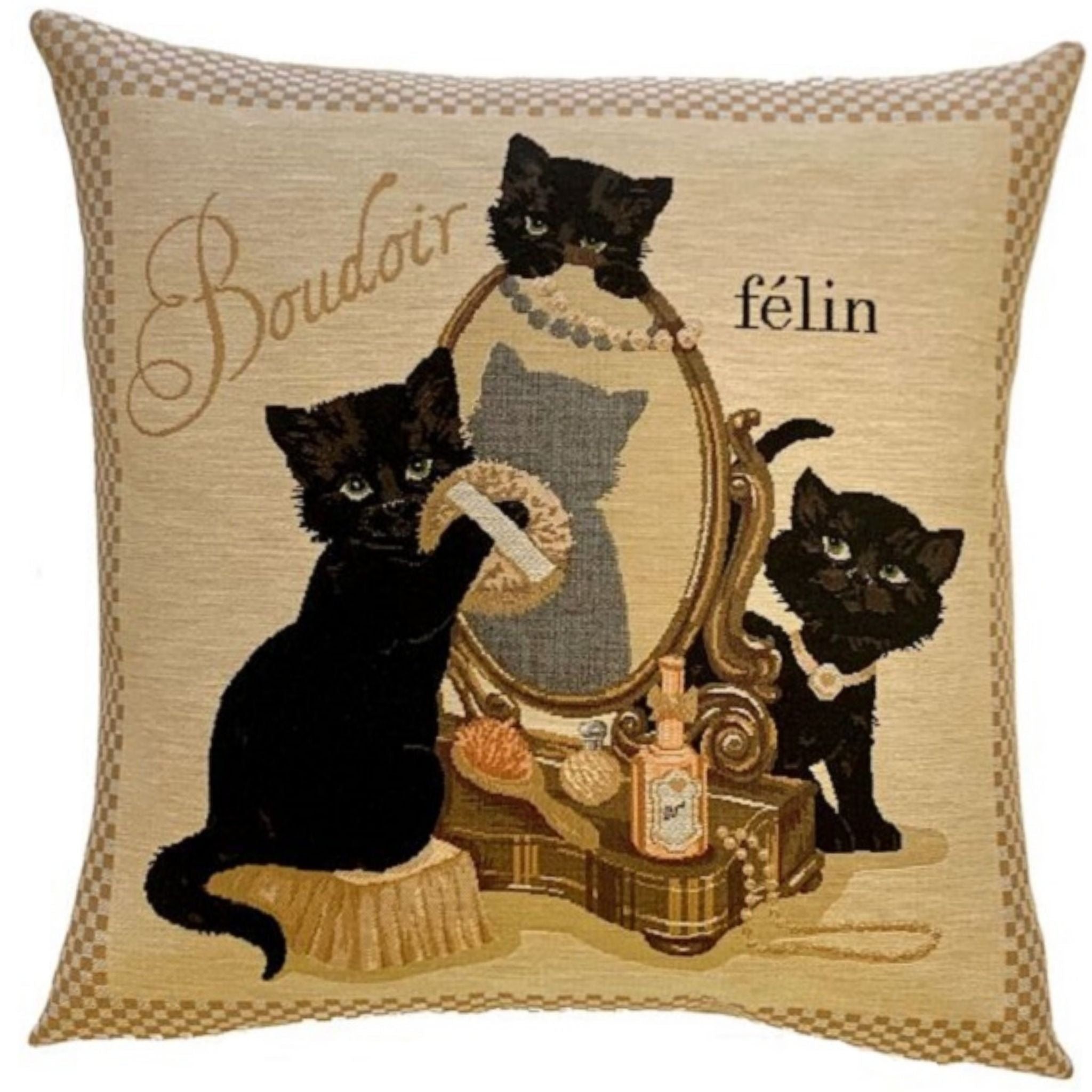 Gobelin Kissen Verspielte Katzen Dekokissen