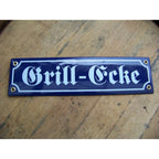 Emaille Schild Grill-Ecke Nostalgie-Stil 8x30cm
