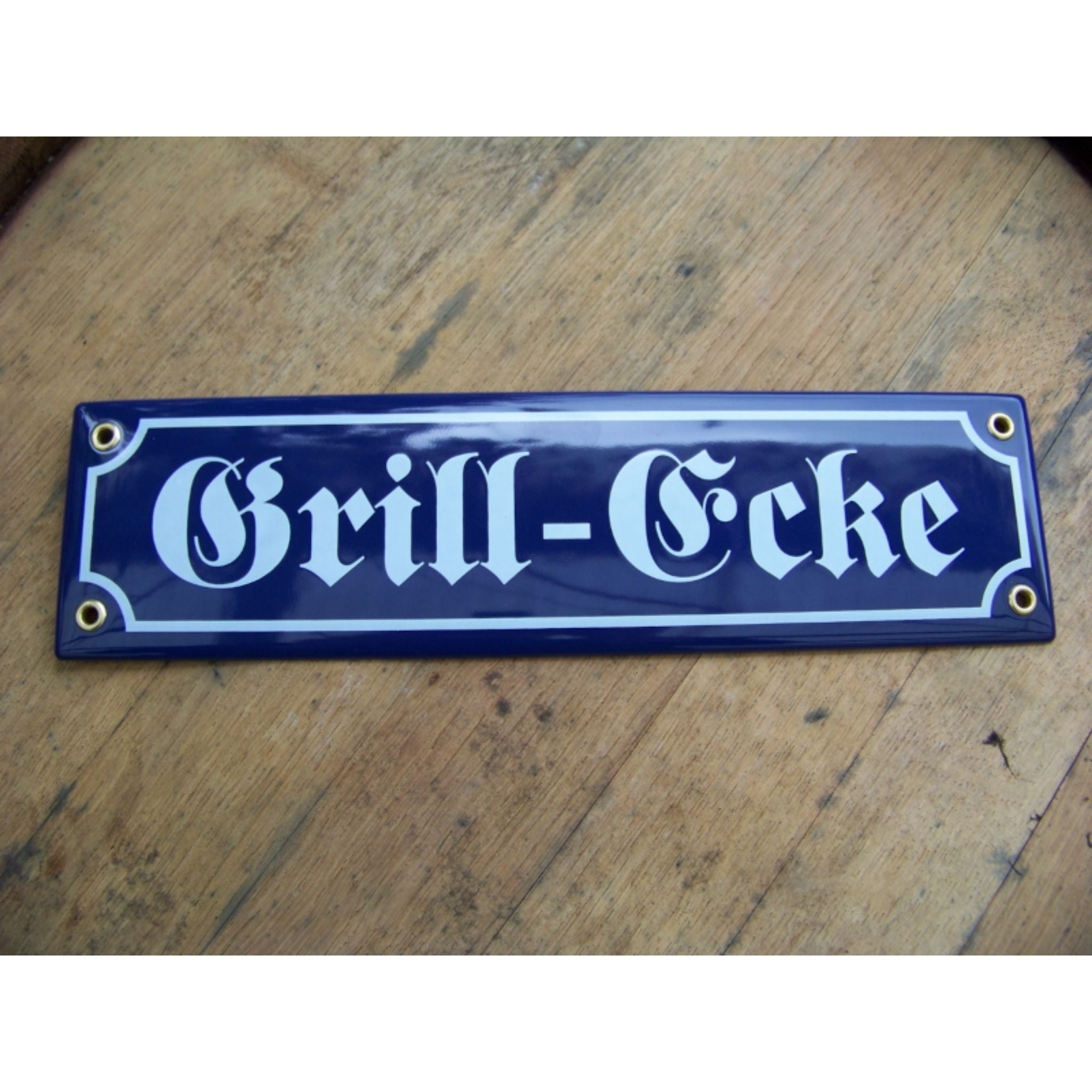 Emaille Schild Grill-Ecke Nostalgie-Stil 8x30cm