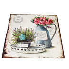 Metallschild Nostalgie Kanne Rosen Wandbild