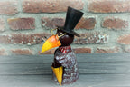 Zaunhocker Rabe mit Schirm Gartenfigur