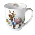 Porzellan Tasse Esel im Weihnachts Pulli Landhausstil 0,4 L