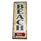 Metallschild Beach Strand 50m Dekoschild Nostalgie Antikstil Wanddeko