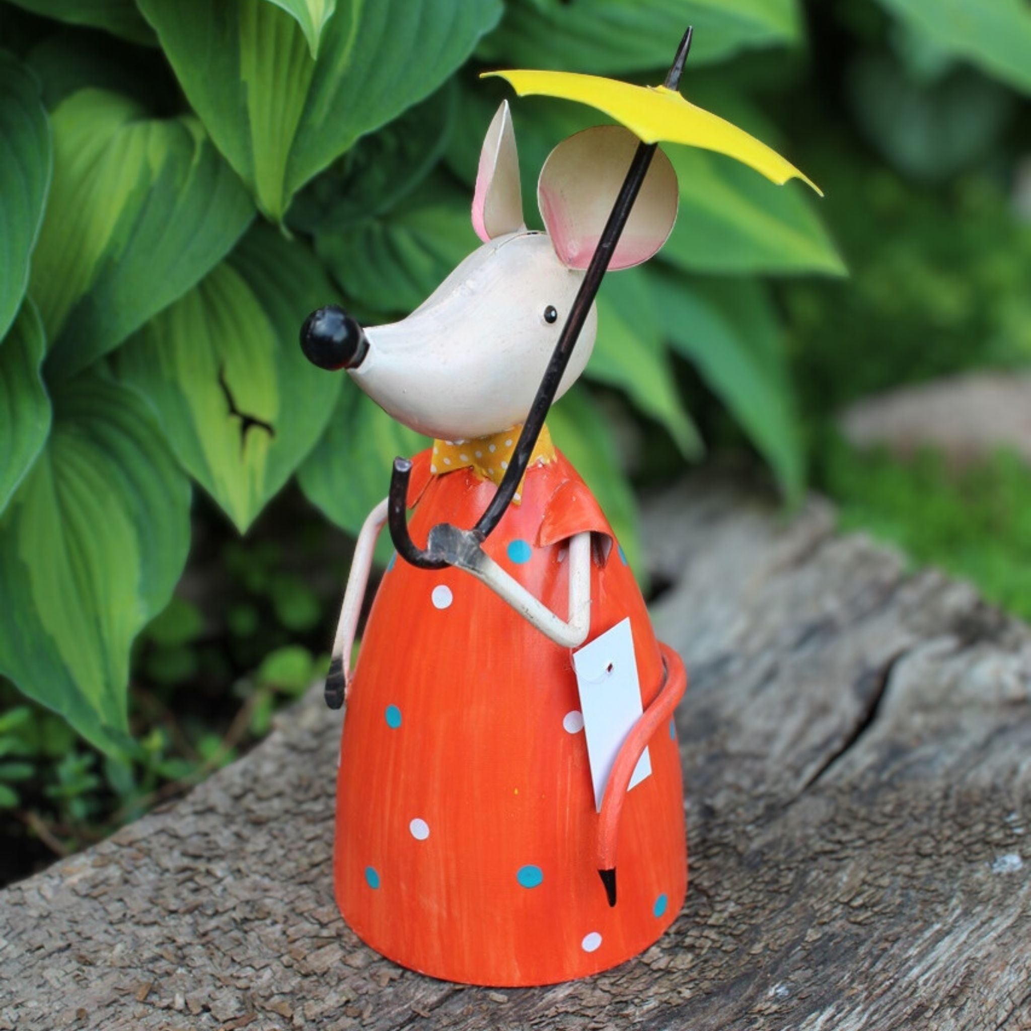 Gartenfigur Zaunhocker Maus Schirm