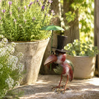 Rabe Gartenfigur mit Schirm Metallfigur 27cm