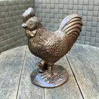 Hahn Gusseisen Antikbraun Schwere Gartenfigur H18cm