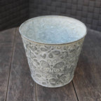 Zink Blumentopf Schmetterling & Herz Vintage-Stil 12cm