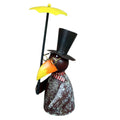 Zaunhocker Rabe mit Schirm Gartenfigur