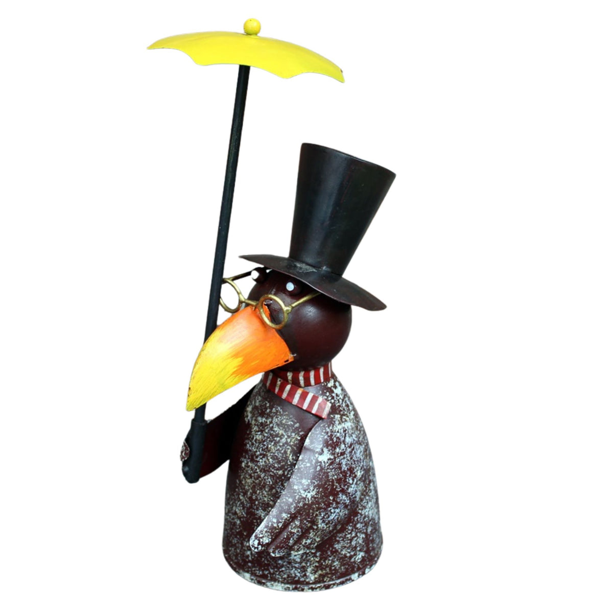 Zaunhocker Rabe mit Schirm Gartenfigur