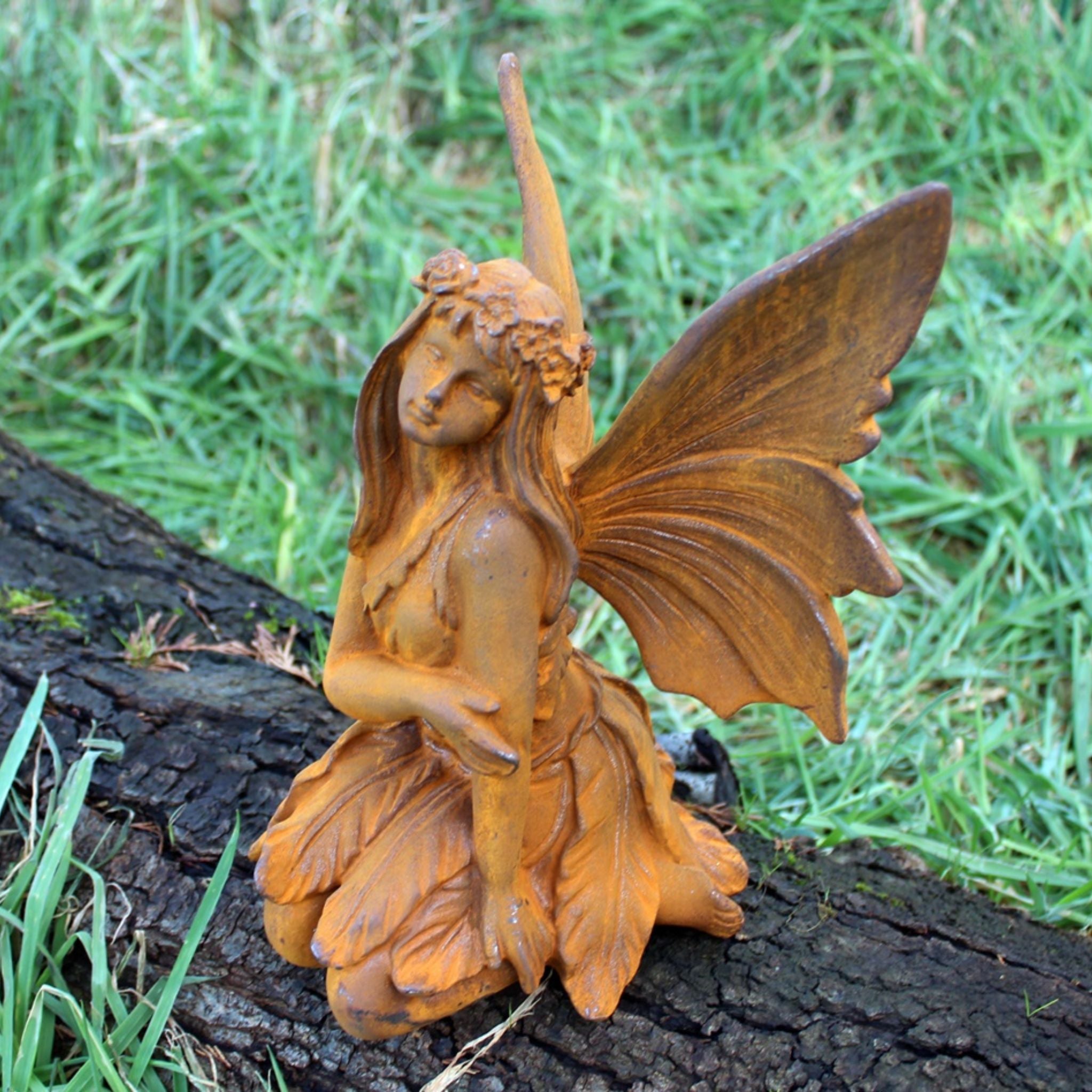 Gartenfigur Elfe knieend
