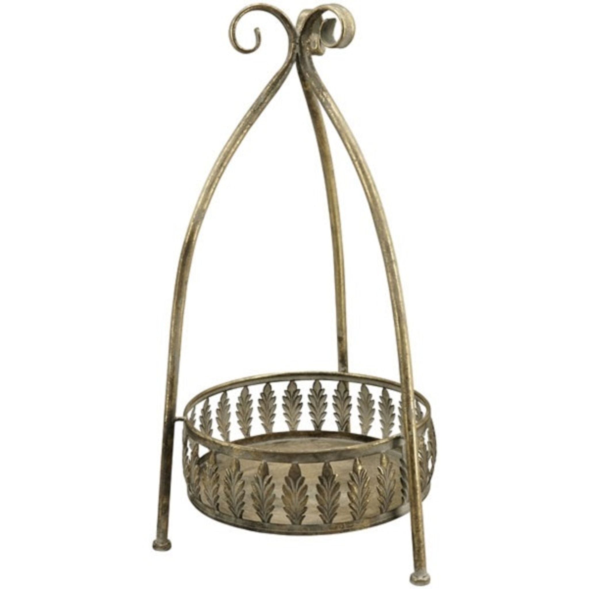 Vintage Etagere Blattschmuck Tablett Korb Pflanzhalter