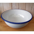 Emaille Schüssel Weiß Blau XXL im Landhausstil 36cm