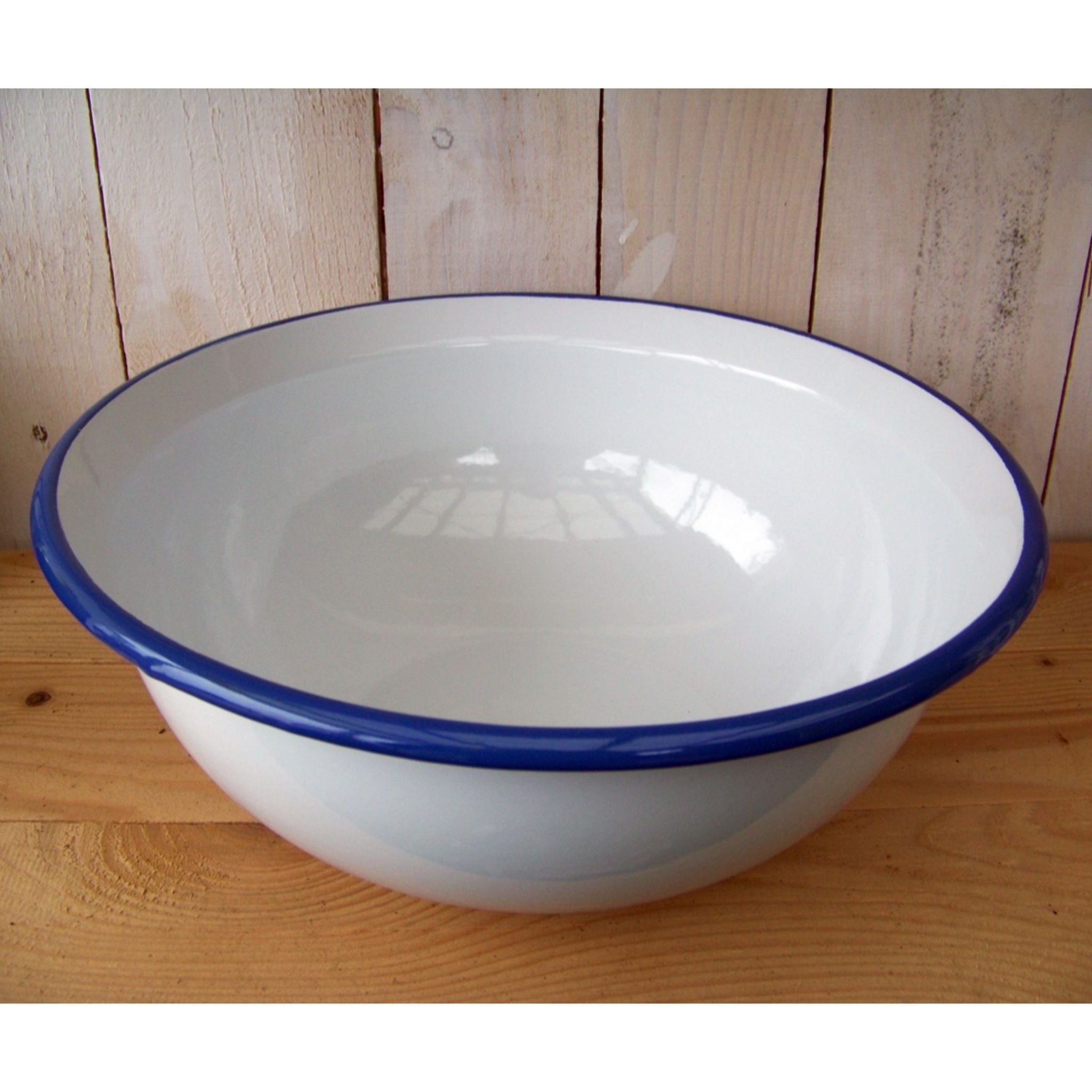 Emaille Schüssel Weiß Blau XXL im Landhausstil 36cm