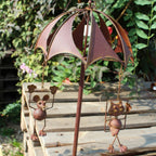Rost Windspiel Katz' und Maus Gartendeko Gartenstecker