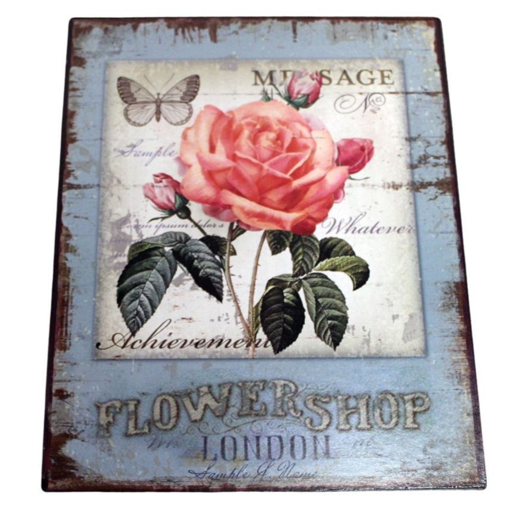 Shabby Blechschild Flowershop London Dekoschild Vintage
