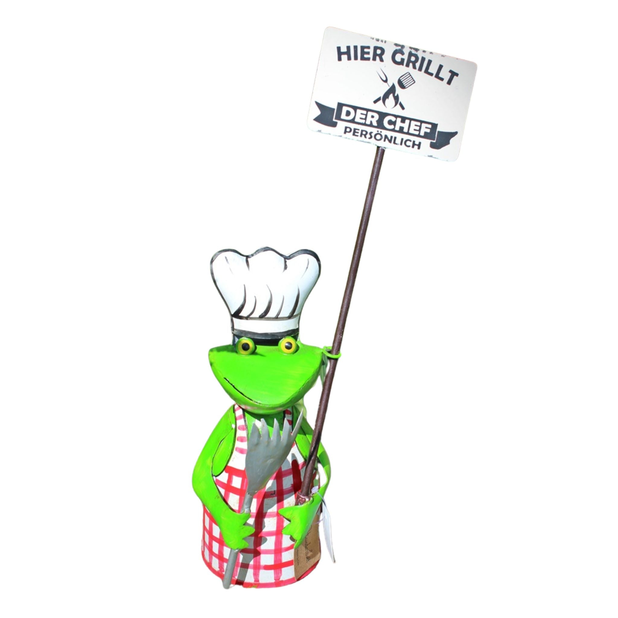 Zaunhocker Frosch Chef grillt