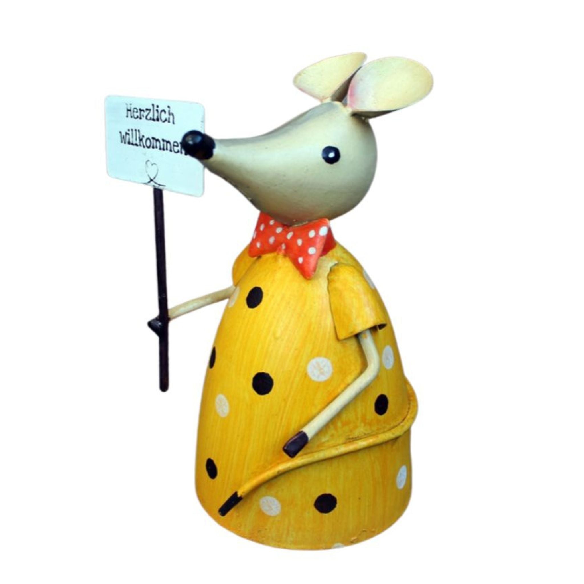 Gartenfigur Zaunhocker Maus Willkommen