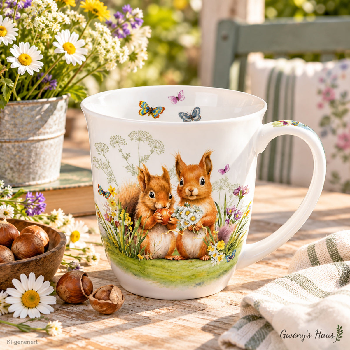 Porzellan Tasse Kleine Eichhörnchen Landhaus 0,4L