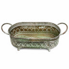 Pflanzschale oval aus Metall in Antikgrün L 42 cm