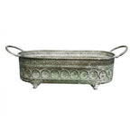 Pflanzschale oval aus Metall in Antikgrün L 42 cm